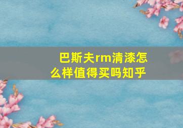 巴斯夫rm清漆怎么样值得买吗知乎