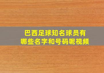 巴西足球知名球员有哪些名字和号码呢视频