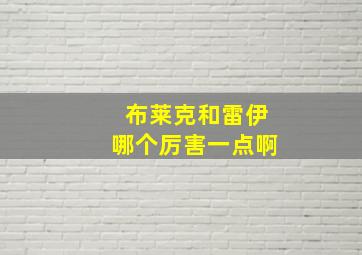 布莱克和雷伊哪个厉害一点啊