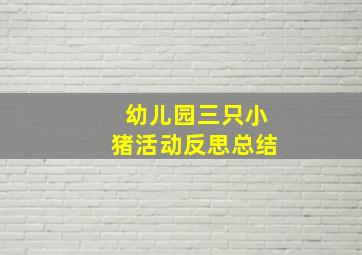 幼儿园三只小猪活动反思总结