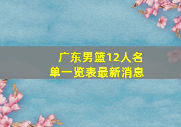 广东男篮12人名单一览表最新消息