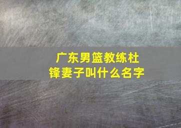 广东男篮教练杜锋妻子叫什么名字