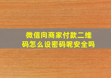 微信向商家付款二维码怎么设密码呢安全吗