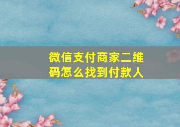 微信支付商家二维码怎么找到付款人