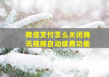 微信支付怎么关闭腾讯视频自动续费功能