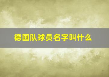 德国队球员名字叫什么