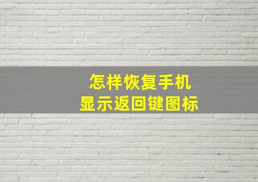 怎样恢复手机显示返回键图标