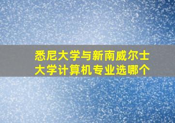 悉尼大学与新南威尔士大学计算机专业选哪个