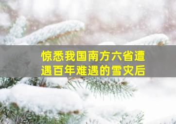 惊悉我国南方六省遭遇百年难遇的雪灾后