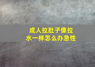 成人拉肚子像拉水一样怎么办急性