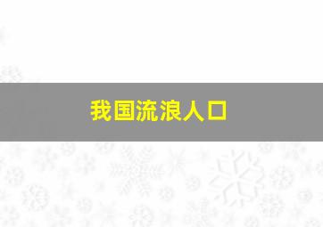 我国流浪人口