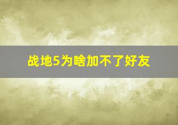 战地5为啥加不了好友