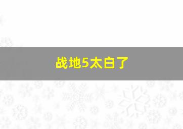 战地5太白了