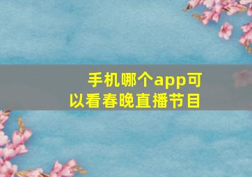 手机哪个app可以看春晚直播节目