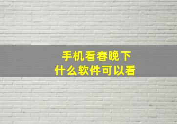 手机看春晚下什么软件可以看