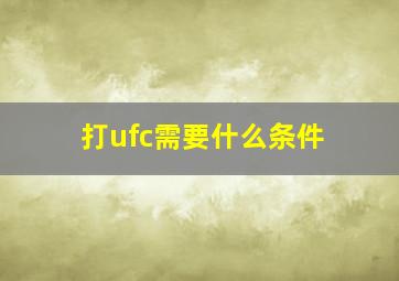 打ufc需要什么条件