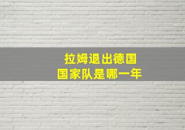 拉姆退出德国国家队是哪一年