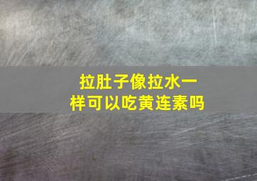 拉肚子像拉水一样可以吃黄连素吗