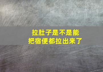 拉肚子是不是能把宿便都拉出来了