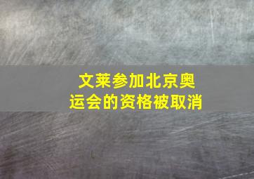 文莱参加北京奥运会的资格被取消