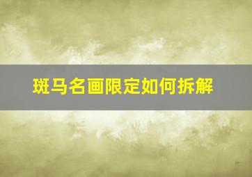 斑马名画限定如何拆解