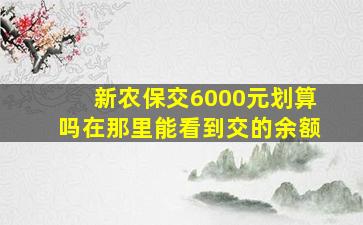 新农保交6000元划算吗在那里能看到交的余额