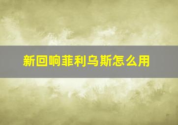 新回响菲利乌斯怎么用