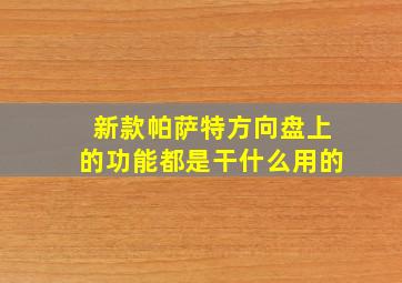 新款帕萨特方向盘上的功能都是干什么用的