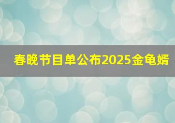 春晚节目单公布2025金龟婿