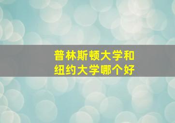 普林斯顿大学和纽约大学哪个好