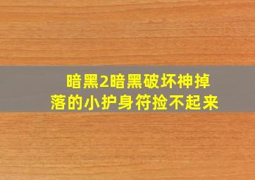 暗黑2暗黑破坏神掉落的小护身符捡不起来