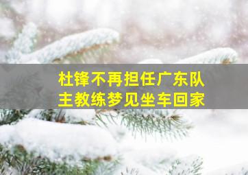 杜锋不再担任广东队主教练梦见坐车回家