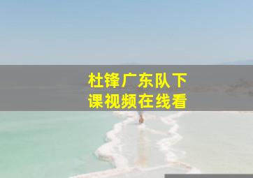 杜锋广东队下课视频在线看