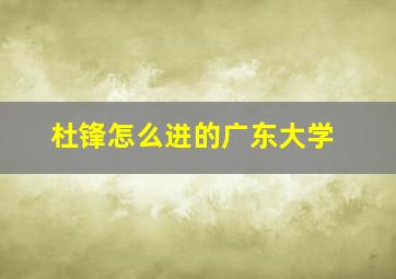 杜锋怎么进的广东大学