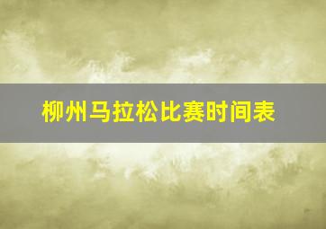 柳州马拉松比赛时间表