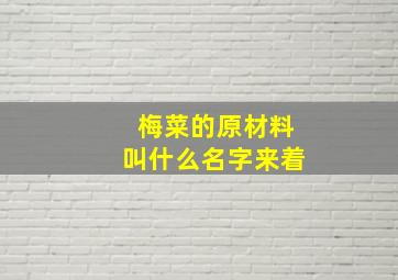 梅菜的原材料叫什么名字来着