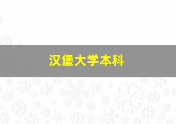 汉堡大学本科