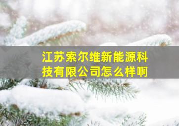 江苏索尔维新能源科技有限公司怎么样啊