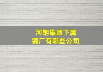 河钢集团下属钢厂有哪些公司