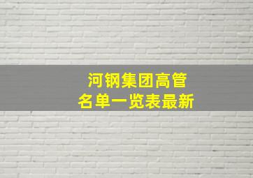 河钢集团高管名单一览表最新