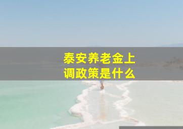 泰安养老金上调政策是什么