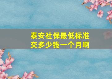 泰安社保最低标准交多少钱一个月啊