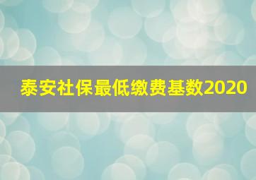 泰安社保最低缴费基数2020