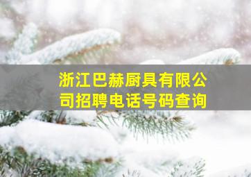 浙江巴赫厨具有限公司招聘电话号码查询