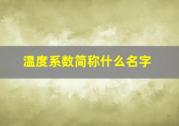 温度系数简称什么名字