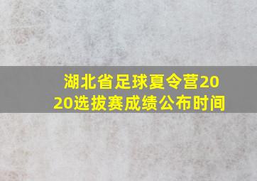 湖北省足球夏令营2020选拔赛成绩公布时间