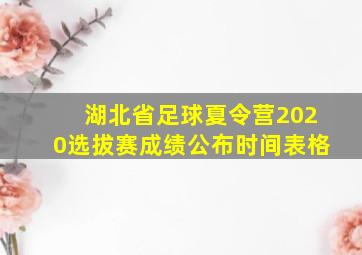 湖北省足球夏令营2020选拔赛成绩公布时间表格