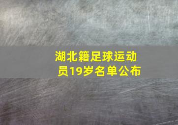 湖北籍足球运动员19岁名单公布