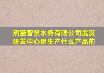 熊猫智慧水务有限公司武汉研发中心是生产什么产品的