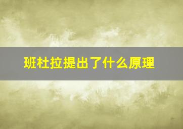 班杜拉提出了什么原理